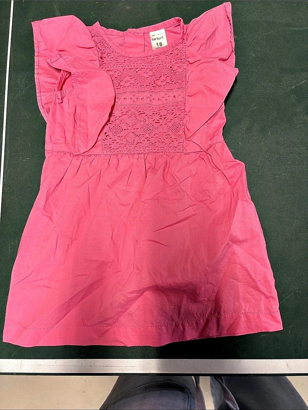 Carter's Baby Girl Flutter Sleeve Crochet Dress Pink Girls 18 month